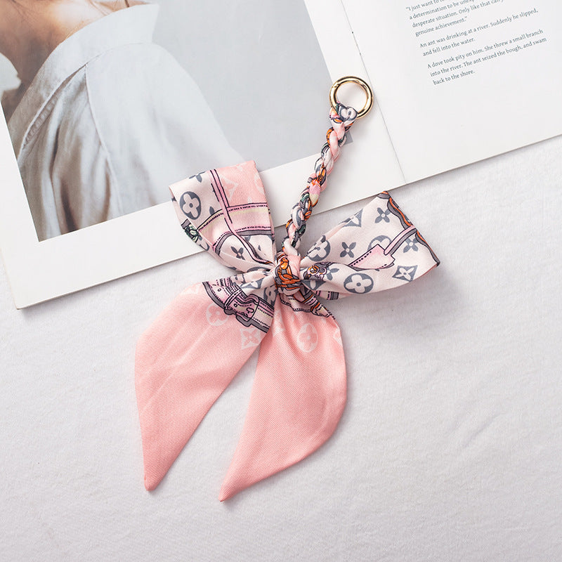 Silk Scarf Bag Charm – Twilly Ribbon Purse Accessory | Greenyuna