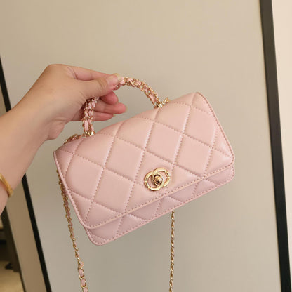 C Series · Genuine Leather Quilted Mini Chain Top Handle Flap Bag – 5 Colors | Greenyuna