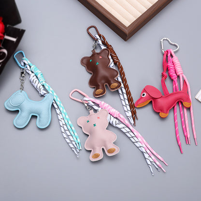 PU Horse Tassel Bag Charm Set | Cute Pendant with Braided Rope