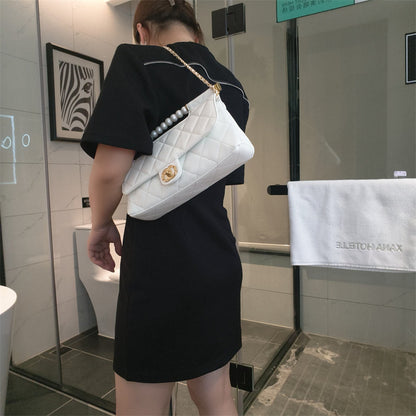 C Series 6010 Genuine Leather Quilted Pearl-Handle Flap Chain Bag – 5 Colors | Elegant Shoulder & Crossbody | Greenyuna