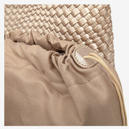 D Series Large Woven PU Tote Bag – 30cm with Star Detail and Top Handle