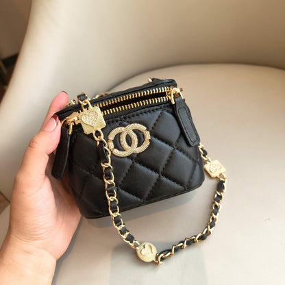 C Series · Genuine Leather Quilted Mini Vanity Cube Bag – 6 Colors | Crossbody | Greenyuna