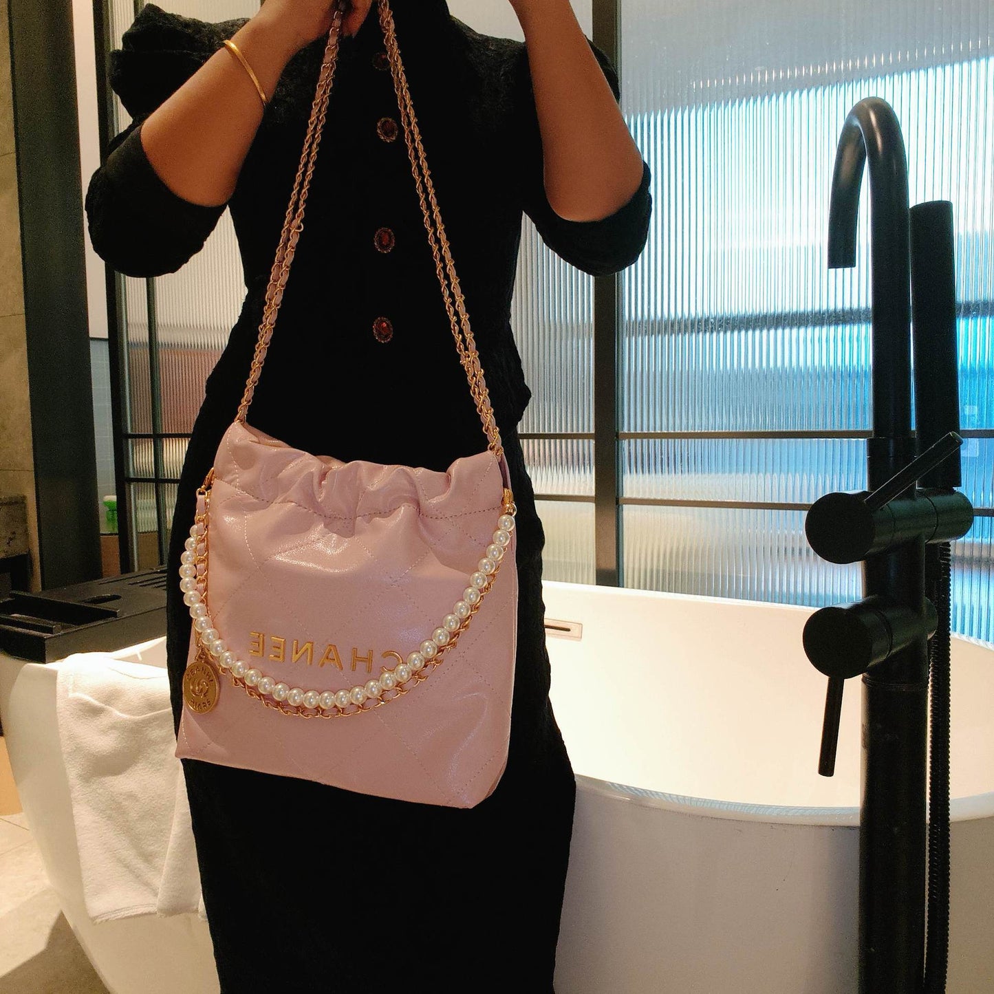 Pearl Chain Soft Quilted Hobo Bag – Shoulder & Crossbody | 5 Colors | Greenyuna