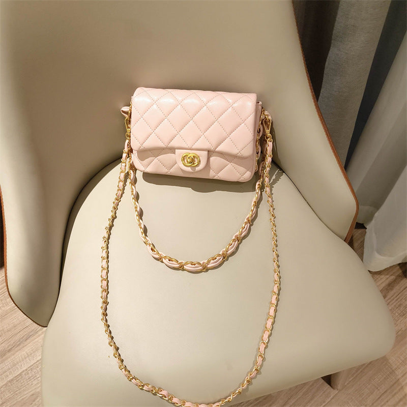 Mini Genuine Leather Quilted Flap Crossbody Bag – 6 Colors | Gold Chain | Greenyuna