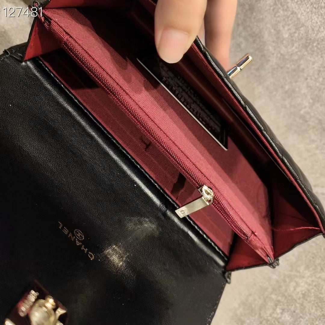 C Series | Genuine Leather Quilted Top-Handle Bag – Chain Handle Mini Crossbody