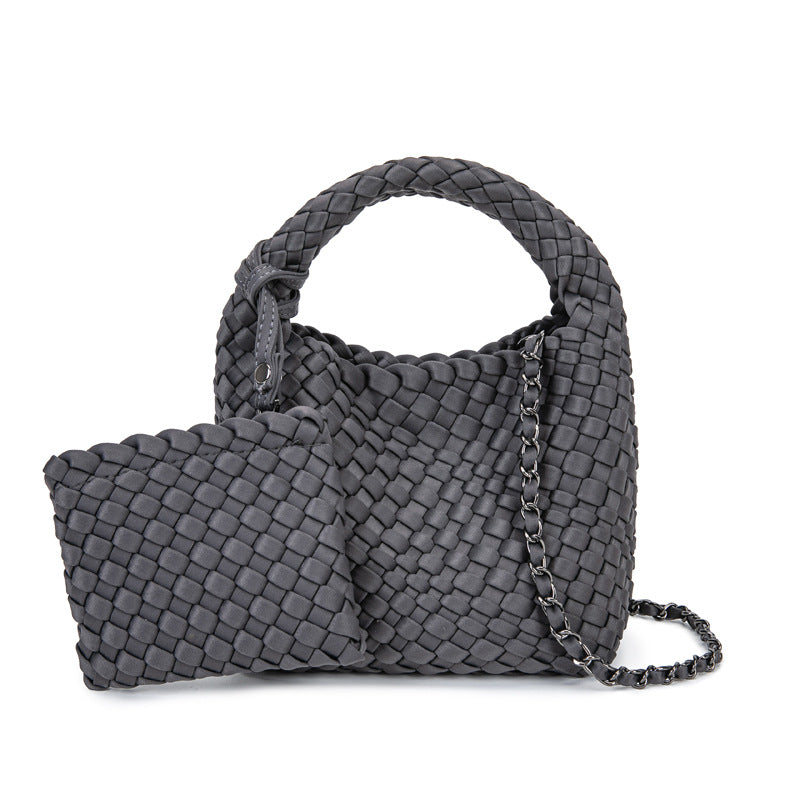 D Series Mini Woven PU Handbag – 16cm Small Bag with Top Handle