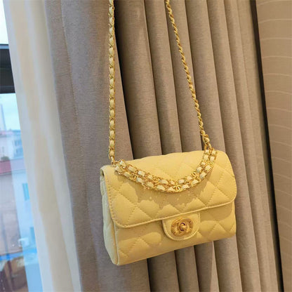 C Series · Genuine Leather Quilted Mini Chain Shoulder Flap Bag – 6 Colors | Greenyuna