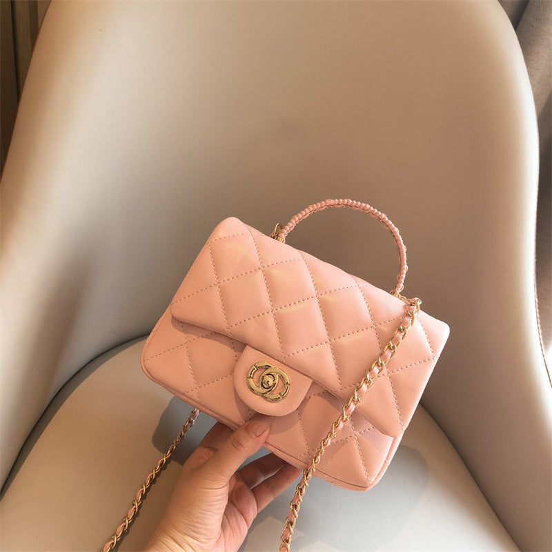 C Series · Genuine Leather Quilted Mini Pearl Handle Flap Bag – 4 Colors | Greenyuna