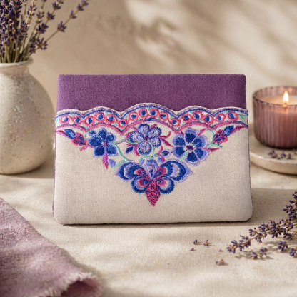 Floral Embroidered Linen Tissue Holder