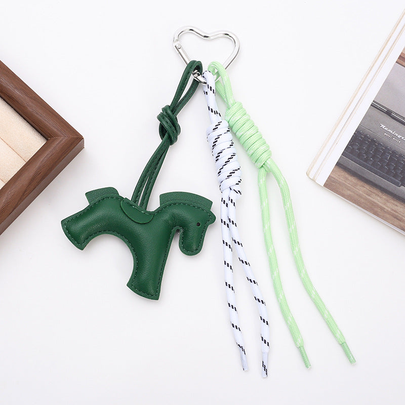 PU Horse Tassel Bag Charm Set | Cute Pendant with Braided Rope