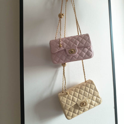 C Series · Mini Genuine Leather Quilted Chain Crossbody Bag – 7 Colors | Classic Small Flap | Greenyuna