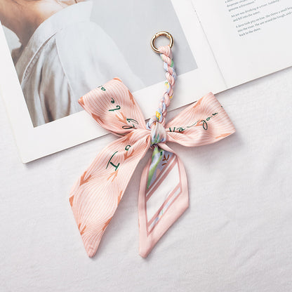 Silk Scarf Bag Charm – Twilly Ribbon Purse Accessory | Greenyuna