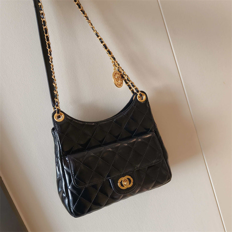 C Series · Genuine Leather Quilted Soft Chain Tote Bag – 5 Colors | Hobo Shoulder Style | Greenyuna