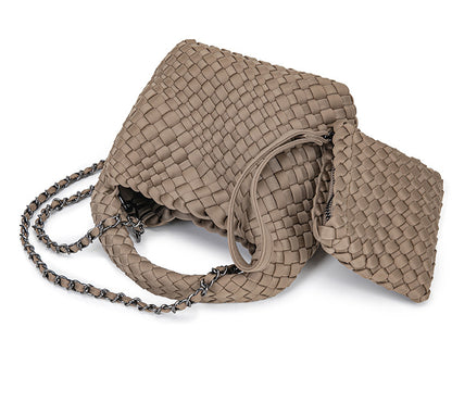 D Series Mini Woven PU Handbag – 16cm Small Bag with Top Handle