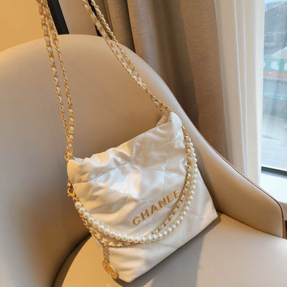 Pearl Chain Soft Quilted Hobo Bag – Shoulder & Crossbody | 5 Colors | Greenyuna