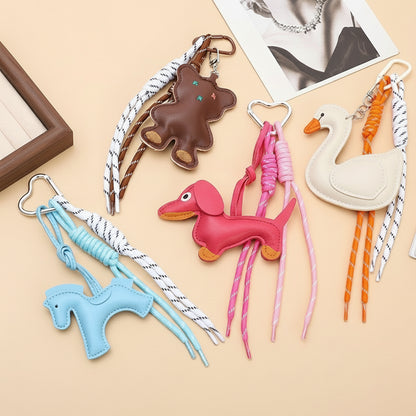 PU Horse Tassel Bag Charm Set | Cute Pendant with Braided Rope