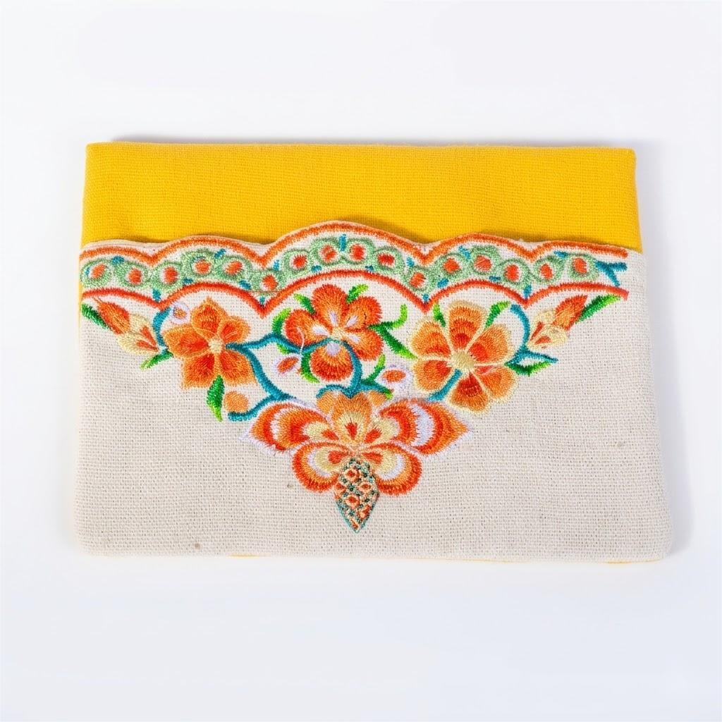 Floral Embroidered Linen Tissue Holder