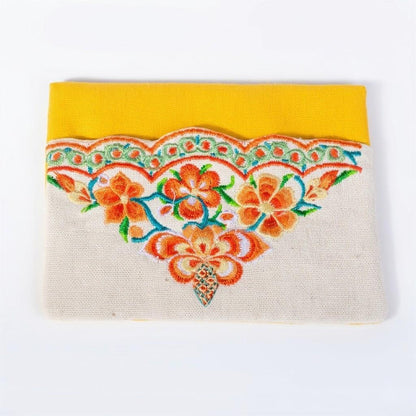 Floral Embroidered Linen Tissue Holder