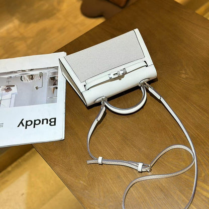 H Series 22 cm Canvas-Panel Structured Bag – Model 2011 | Silver Hardware