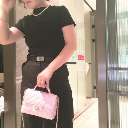 C Series · Genuine Leather Quilted Mini Top Handle Bag – Crossbody & Shoulder | 4 Colors | Greenyuna