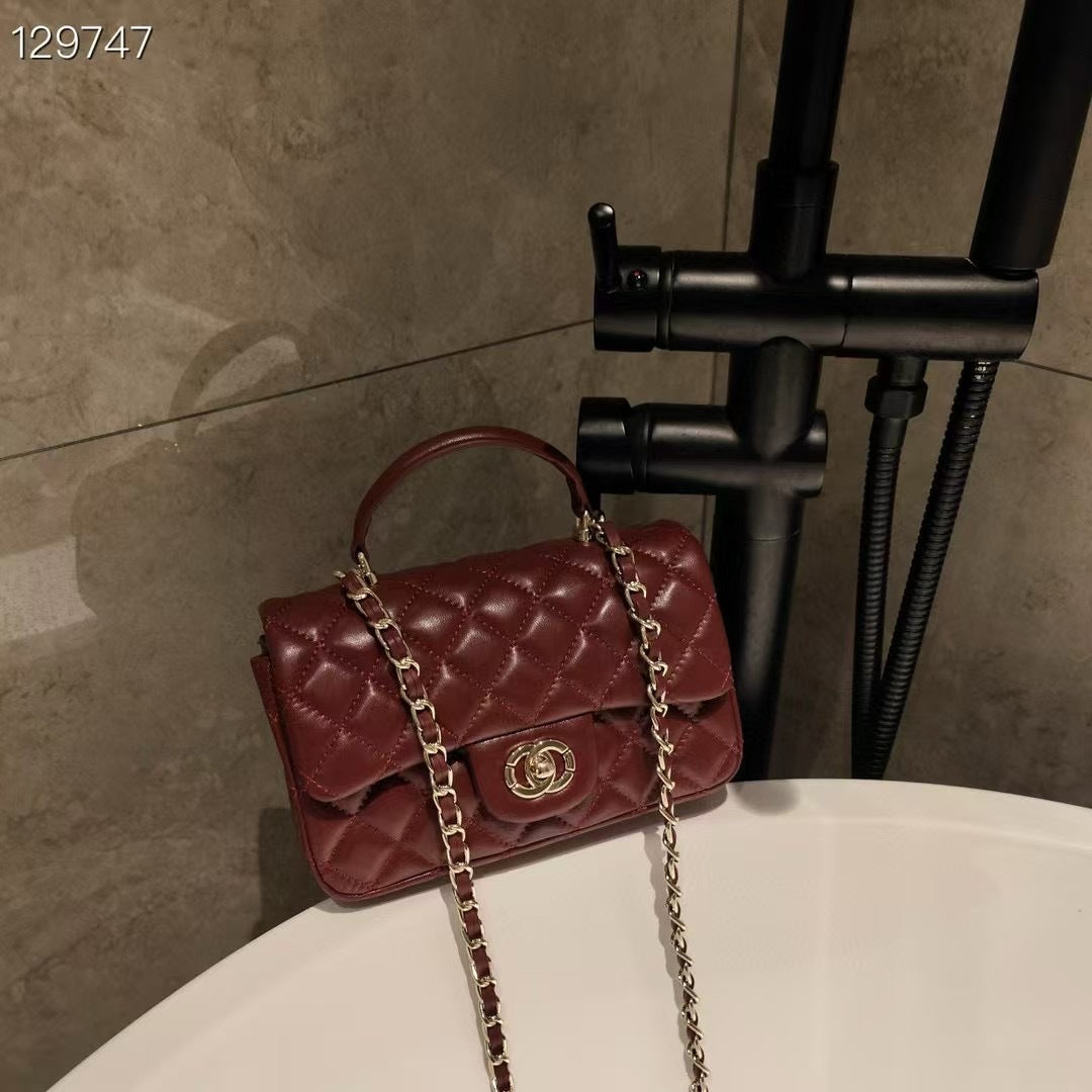 Mini Genuine Leather Quilted Flap Chain Bag – 6 Colors | Crossbody & Shoulder | Greenyuna