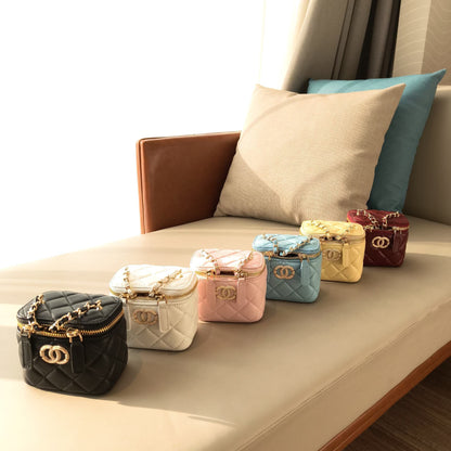 C Series · Genuine Leather Quilted Mini Vanity Cube Bag – 6 Colors | Crossbody | Greenyuna