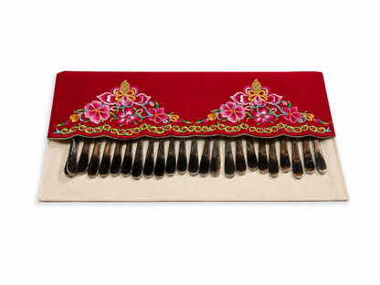 Handmade Embroidered Linen Cutlery Holder for Table
