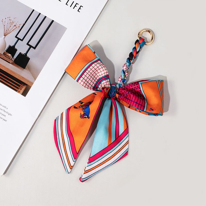 Silk Scarf Bag Charm – Twilly Ribbon Purse Accessory | Greenyuna