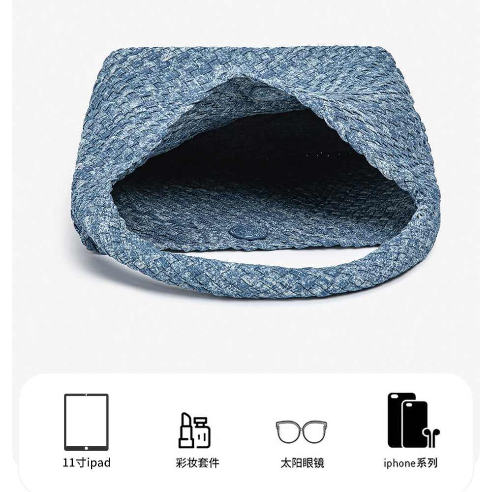 D Series Handmade Woven PU Shoulder Bag Set | Soft Lightweight Tote & Hobo Bag