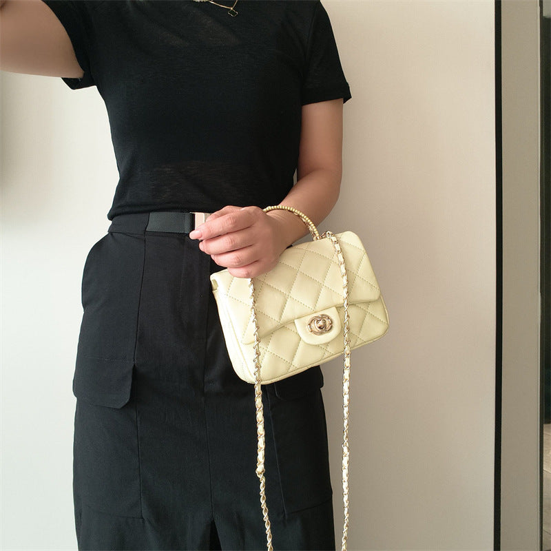 C Series · Genuine Leather Quilted Mini Pearl Handle Flap Bag – 4 Colors | Greenyuna