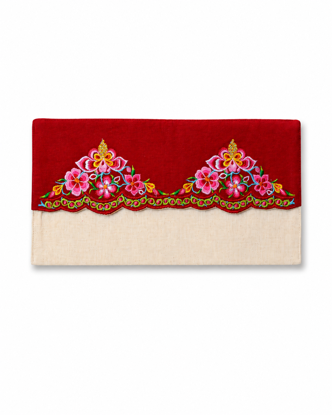 Handmade Embroidered Linen Cutlery Holder for Table