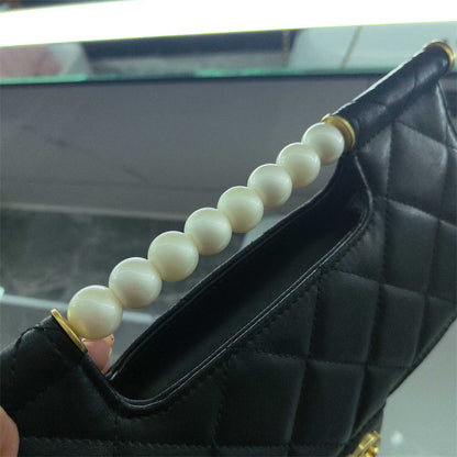 C Series 6010 Genuine Leather Quilted Pearl-Handle Flap Chain Bag – 5 Colors | Elegant Shoulder & Crossbody | Greenyuna