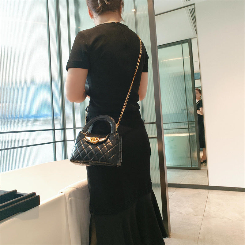 Mini Genuine Leather Quilted Top Handle Bag – 6 Colors | Handheld & Crossbody | Greenyuna