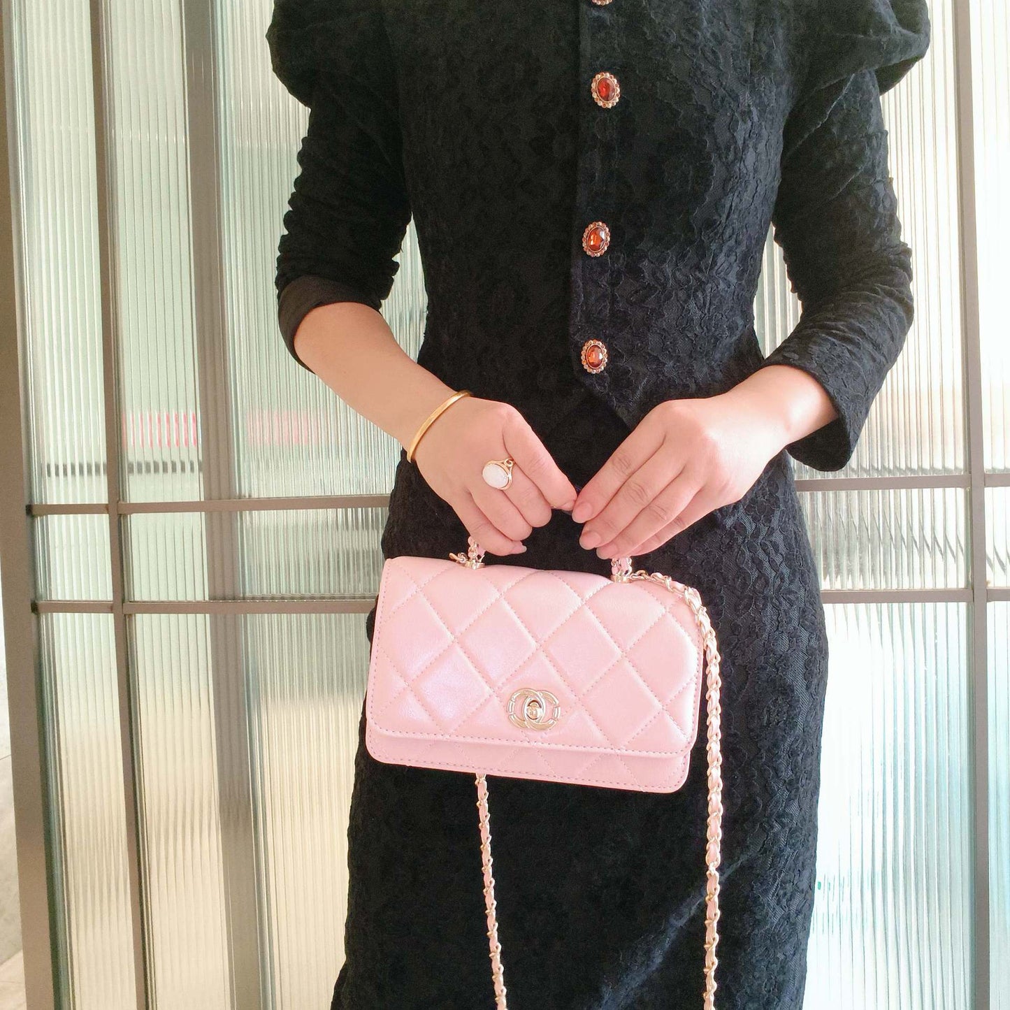 C Series · Genuine Leather Quilted Mini Chain Top Handle Flap Bag – 5 Colors | Greenyuna