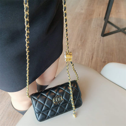 C Series · Mini Genuine Leather Quilted Wallet-On-Chain Bag – 5 Colors | Crossbody & Clutch | Greenyuna