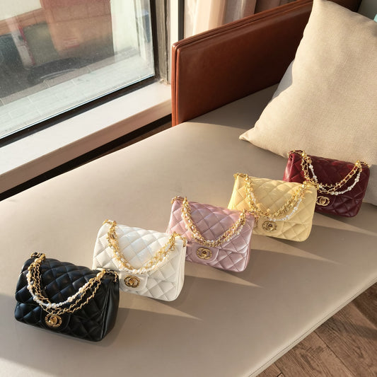 Mini Genuine Leather Quilted Flap Bag – Double Chain Strap | 5 Colors | MOQ 2 | Greenyuna