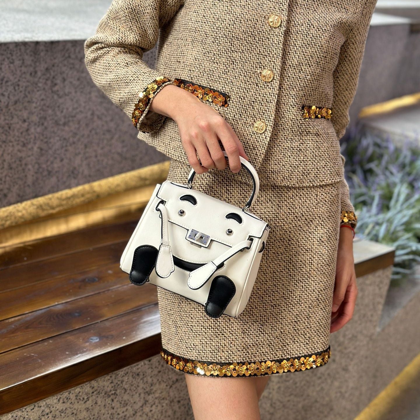 H Series Funny Face Bag | 20cm PU Top-Handle Crossbody | Factory Direct Wholesale