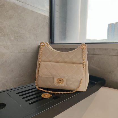 C Series · Genuine Leather Quilted Chain Shoulder Tote Bag – 5 Colors | Soft Hobo Style | Greenyuna