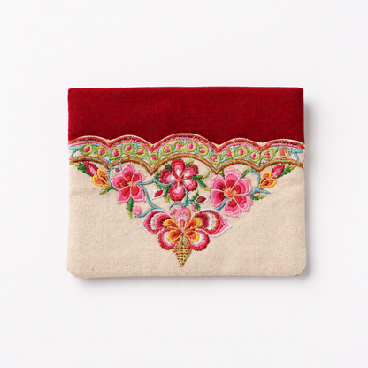 Floral Embroidered Linen Tissue Holder