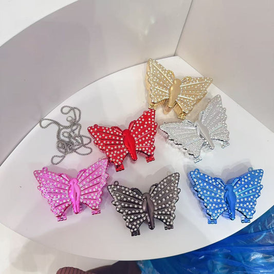 Butterfly Rhinestone Evening Clutch Bag – Sparkly Crystal Mini Crossbody