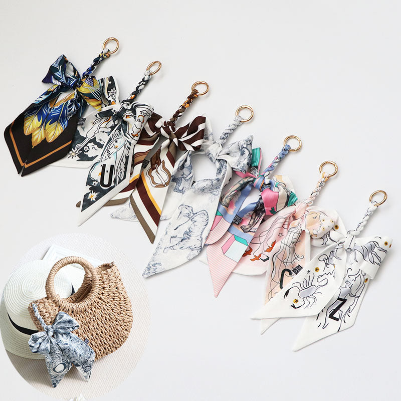 Silk Scarf Bag Charm – Twilly Ribbon Purse Accessory | Greenyuna