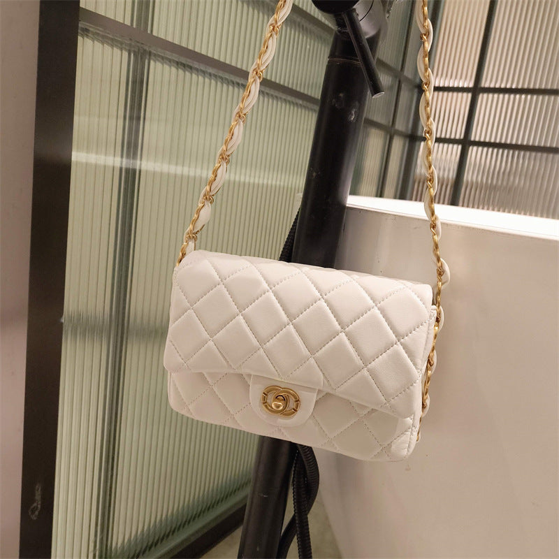 Mini Genuine Leather Quilted Flap Crossbody Bag – 6 Colors | Gold Chain | Greenyuna