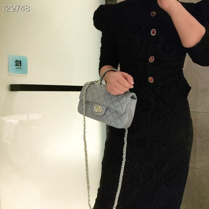 Mini Genuine Leather Quilted Flap Chain Bag – 6 Colors | Crossbody & Shoulder | Greenyuna