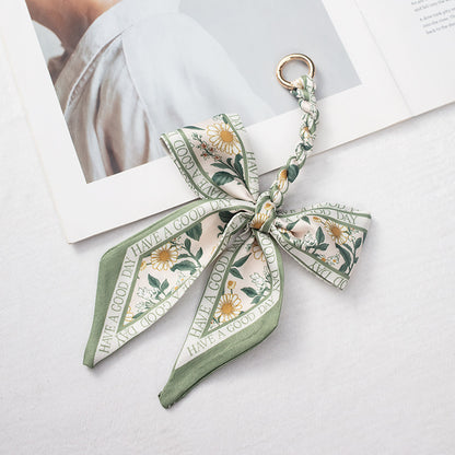 Silk Scarf Bag Charm – Twilly Ribbon Purse Accessory | Greenyuna