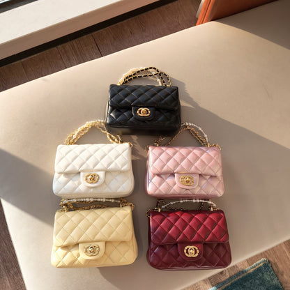 Mini Genuine Leather Quilted Flap Bag – Double Chain Strap | 5 Colors | MOQ 2 | Greenyuna