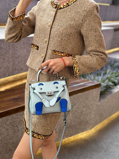 H Series Funny Face Bag | 20cm PU Top-Handle Crossbody | Factory Direct Wholesale