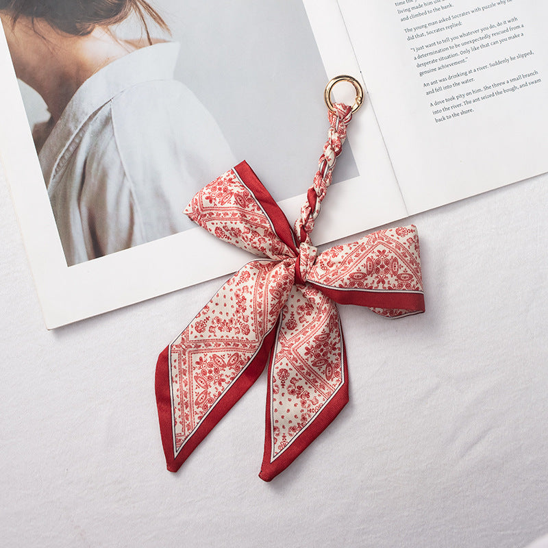 Silk Scarf Bag Charm – Twilly Ribbon Purse Accessory | Greenyuna