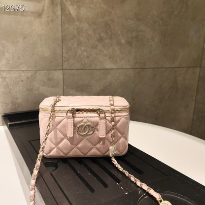 C Series · Genuine Leather Quilted Medium Vanity Crossbody Bag – Double Zipper | 4 Colors | Greenyuna