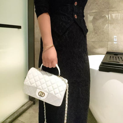 Mini Genuine Leather Quilted Flap Chain Bag – 6 Colors | Crossbody & Shoulder | Greenyuna