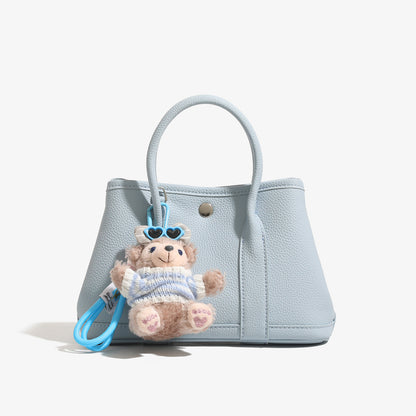 Mini Tote Bag with Plush Charm | Cute Daily Handbag | 6 Colors